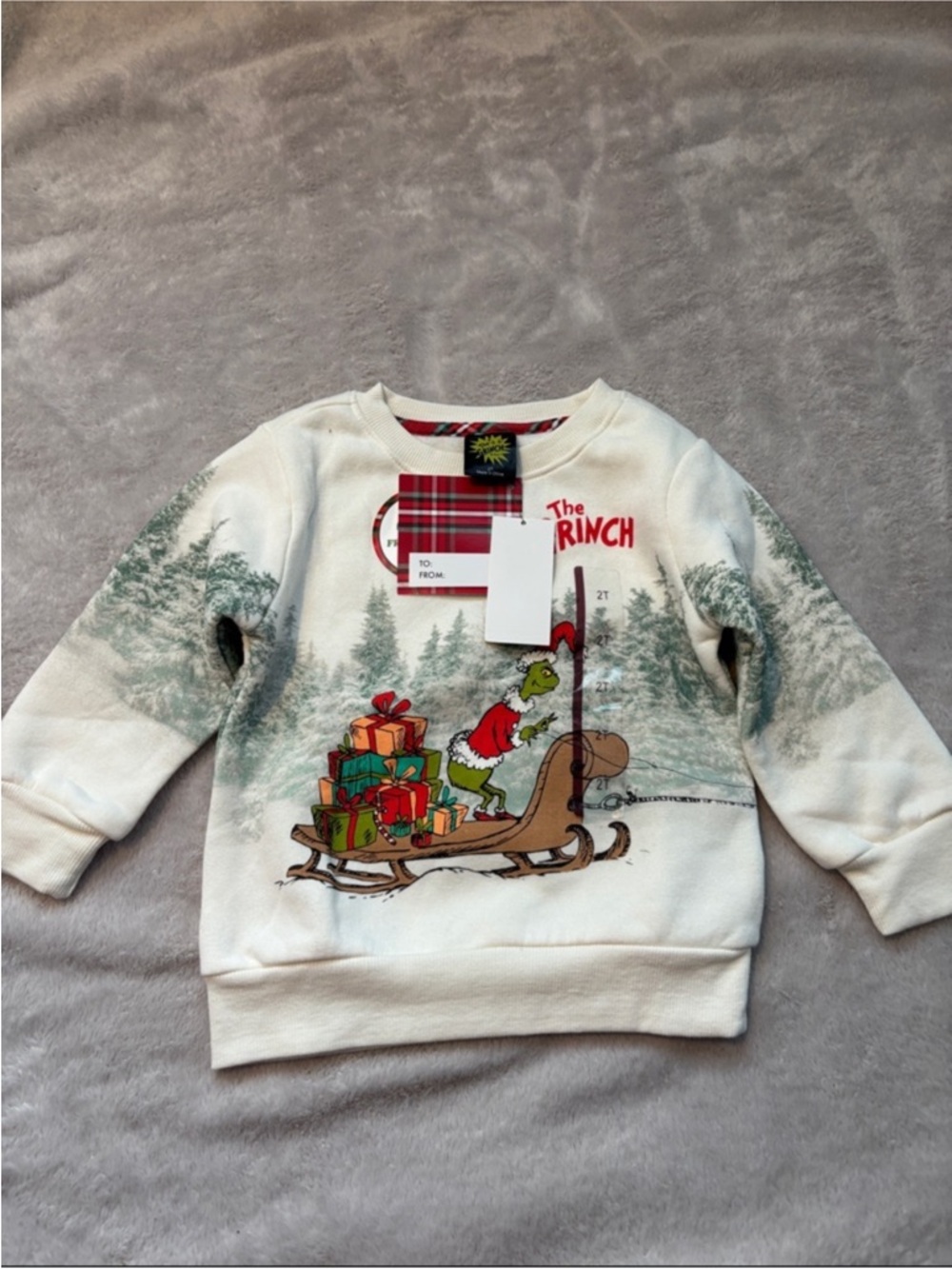 NEW Kids' White The Grinch Holiday Sweatshirt - Graphic Christmas Top